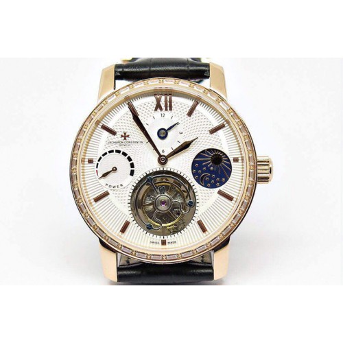 Vacheron Constantin Tourbillon Rose Gold Case White Dail