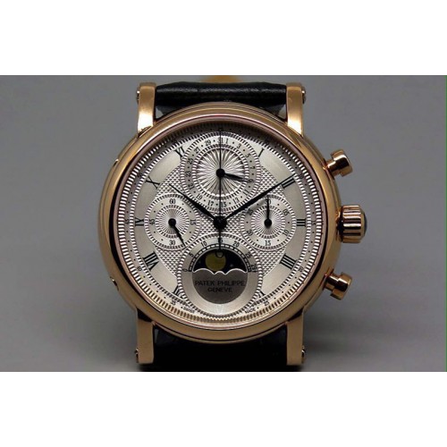 Patek philippe RG Chrono/Calender/Moon Phase White Working M/Chrono