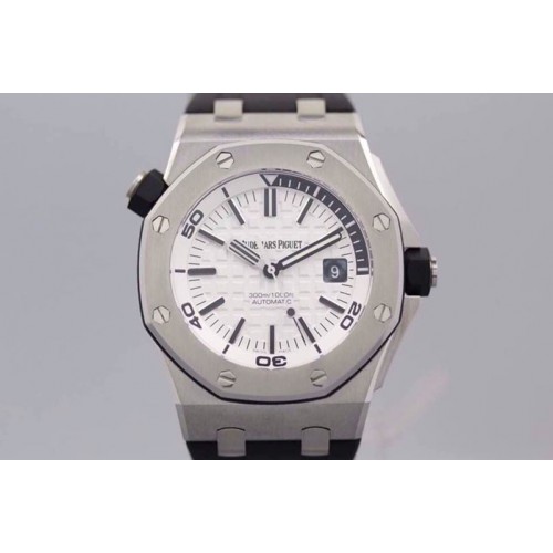 Audemars Piguet Royal Oak Offshore Diver JF V7 White Dial on Black Rubber Strap A2824