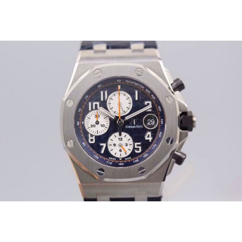 Audemars Piguet Royal Oak Offshore 2014 "Navy" JF 1:1 Best Edition Blue Theme on Blue Leather Strap A7750 (Free Blue Rubber Stra