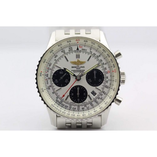 Breitling Navitimer 01 1:1 SS White Dial on SS Bracelet A7750