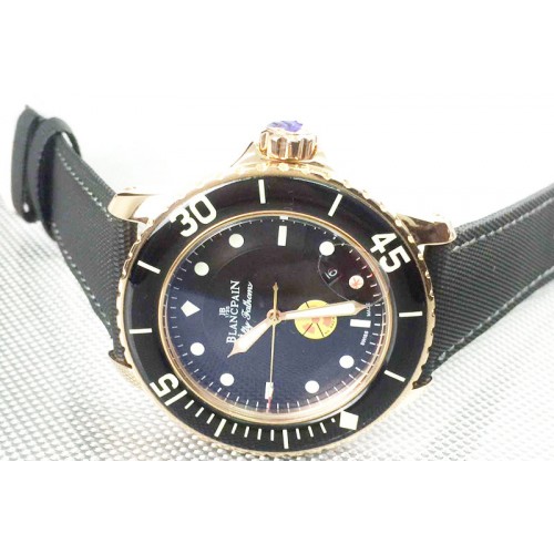 Blancpain Fifty Fathoms 1:1 Noob Best Edition 18K Rose Gold Wrapped  "No Radiation" Dial on Sail-canvas Strap A2836