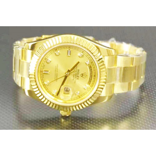 Rolex Day-Date II 18K Yellow Gold Wrapped Gold Diamond Dial A3156 Best Edition