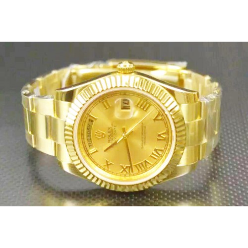 Rolex Day-Date II 18K Yellow Gold Wrapped Gold Roman Dial A3156 Best Edition Rolex Day-Date II 18K Yellow Gold Wrapped Gold Roman Dial A3156 Best Edition