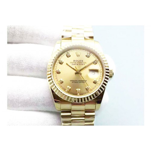 Rolex DateJust 36mm BP Best Edition Full 18K Yellow Gold Wrapped Gold Dial On SS Bracelet