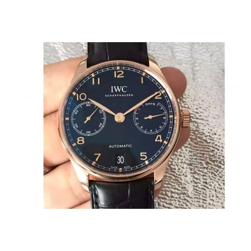 IWC Portuguese Real PR IW500701 RG ZF 1:1 Best Edition Black Dial on Black Leather Strap A52010 V3