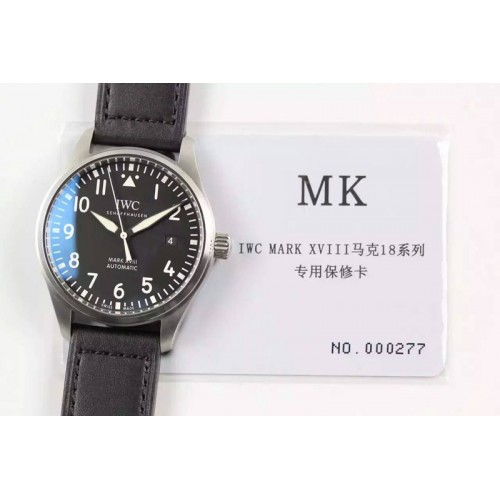 IWC MARK XVIII IW327001 SS MK Black DIAL ON BLACK LEATHER STRAP A2892
