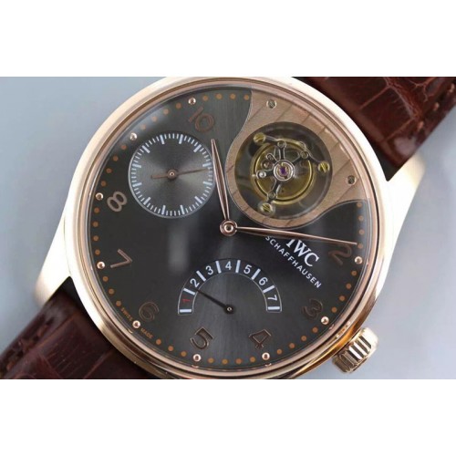 IWC Portuguese Tourbillon Mystere RG Grey Dial Black Leather New Movement IWC Portuguese Tourbillon Mystere RG Grey Dial Black Leather New Movement