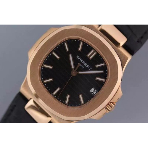 Patek Philippe Nautilus Jumbo 5711R V3 Black Dial on Leather Strap 1:1 Best Edition A2824