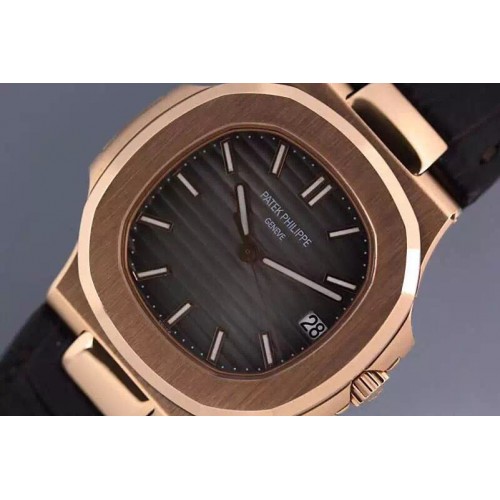 Patek Philippe Nautilus Jumbo 5711R V3 Grey Dial on Leather Strap 1:1 Best Edition A2824