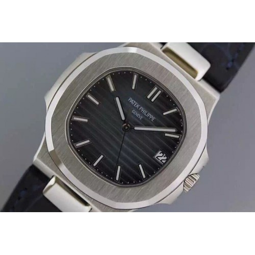 Patek Philippe Nautilus Jumbo 5711 V3 Blue Dial on Leather Strap 1:1 Best Edition A2824