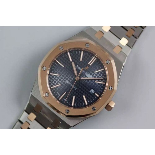 Audemars Piguet Royal Oak 41mm 15400 RG Bezel TF 1:1 Best Edition Blue Dial on SS/RG Bracelet MIYOTA 9015