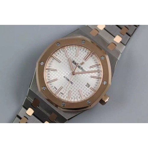 Audemars Piguet Royal Oak 41mm 15400 RG Bezel TF 1:1 Best Edition Silver Dial on SS/RG Bracelet MIYOTA 9015
