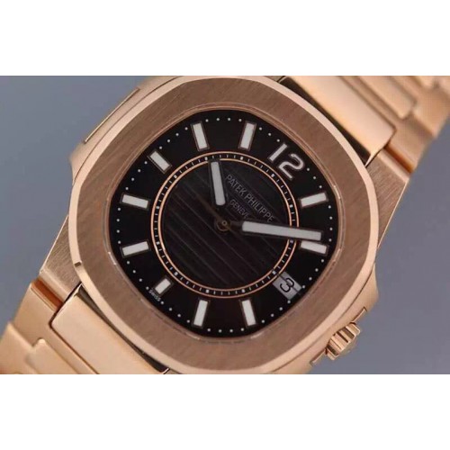 Patek Philippe 7011/1R-010 Nautilus Ladies Rose Gold/Rose Gold Brown Swiss Eta Qtz 1 : 1