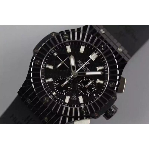 Hublot Big Bang Caviar Chrono 44mm Ceramic Carbon Fiber Dial on Black Rubber Strap A7750