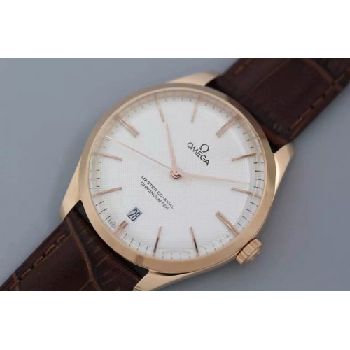 Omega Master Co-Axial RG V6F Best Edition White Textured Dial on Black Leather Strap A8511