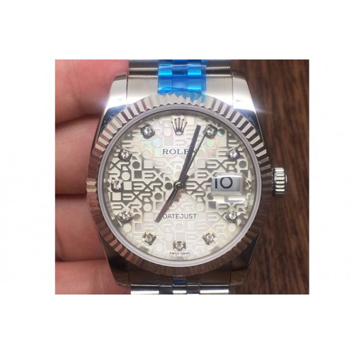 Rolex Datejust SS Silver Jubilee Dial Diamond Markers Asian 2836