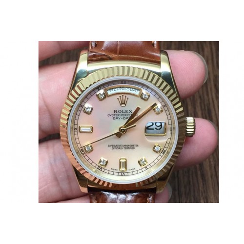 Rolex DayDate Fluted M-Pink Diam YG/LE Asian Eta 2836 Rolex DayDate Fluted M-Pink Diam YG/LE Asian Eta 2836