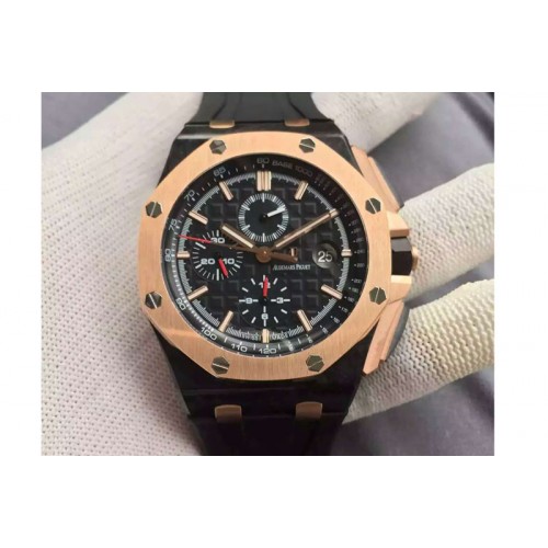 Audemars Piguet Royal Oak Offshore 44mm Forged Carbon/RG JF 1:1 Best Edition Black Dial A3126