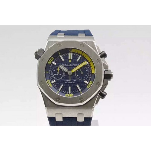 Audemars Piguet Royal Oak Offshore Diver Chronograph Blue JF Best Edition on Blue Rubber Strap A3126