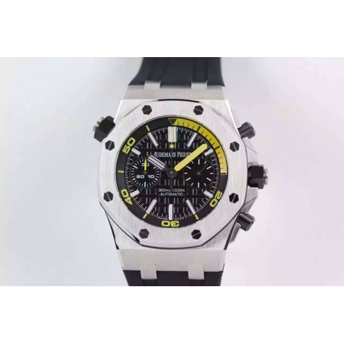 Audemars Piguet Royal Oak Offshore Diver Chronograph JF Black Dial on Black Rubber Strap A3126