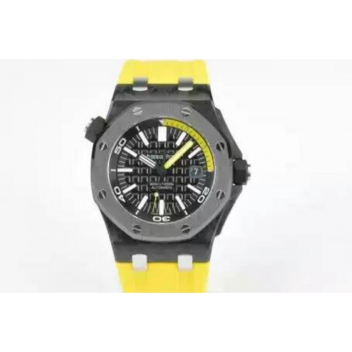 Audemars Piguet Royal Oak Offshore Diver 15707 Real Ceramic V6 Best Edition on Yellow Rubber Strap A3120
