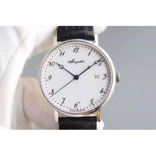 Breguet Classique Auto SS White Dial Number Markers on Black Leather Strap MIYOTA 9015 Breguet Classique Auto SS White Dial Number Markers on Black Leather Strap MIYOTA 9015