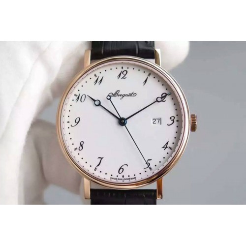 Breguet Classique Auto RG White Dial Number Markers on Black Leather Strap MIYOTA 9015 Breguet Classique Auto RG White Dial Number Markers on Black Leather Strap MIYOTA 9015