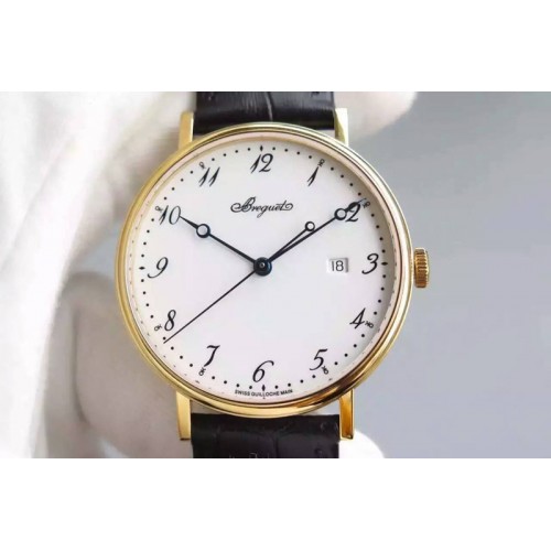 Breguet Classique Auto YG White Dial Number Markers on Black Leather Strap MIYOTA 9015 Breguet Classique Auto YG White Dial Number Markers on Black Leather Strap MIYOTA 9015