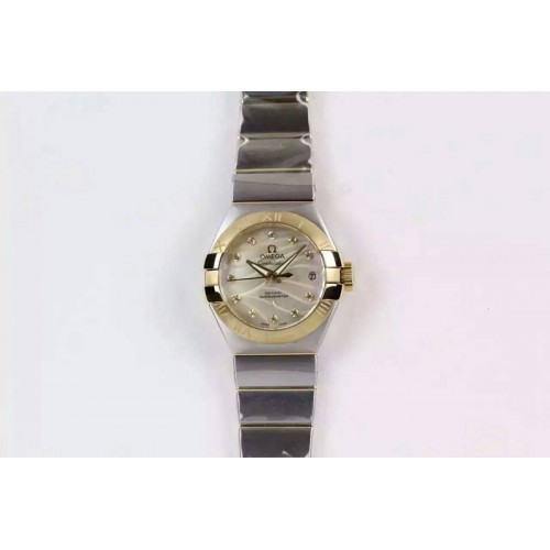 Omega Constellation Pluma Ladies SS/YG V6F Gold MOP Dial on SS Bracelet A8520