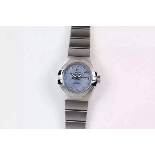 Omega Constellation Pluma Ladies SS V6F Blue MOP Dial on SS Bracelet A8520