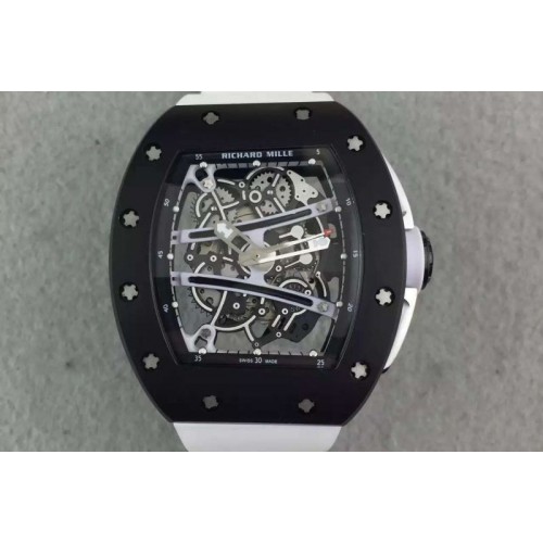 Richard Mille RM061 PVD RMF White Inner Bezel Skeleton Dial on White Rubber Strap MIYOTA9015