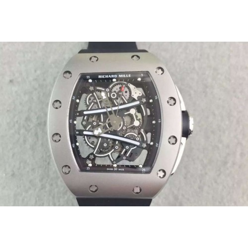 Richard Mille RM061 SS RMF Black Inner Bezel Skeleton Dial on Black Rubber Strap MIYOTA9015