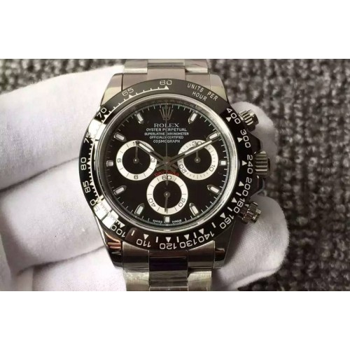 Rolex Daytona 116500 LN JF Best Edition Black Dial on SS Bracelet A7750 (Same Thickness as Genuine)
