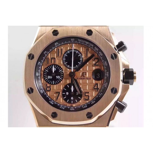 Audemars Piguet Royal Oak Offshore 2014 Gold Theme JF 1:1 Best Edition on Black Leather Strap A3126