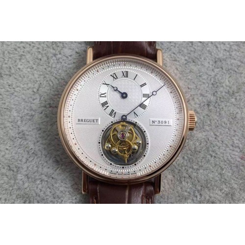 Breguet Grand Complication Tourbillon RG TF White Dial on Brown Leather Strap