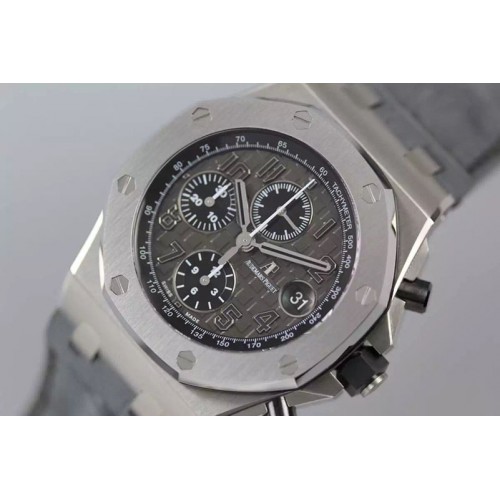 Audemars Piguet Royal Oak Offshore 2014 Gray Theme JF 1:1 Best Edition on Gray Leather Strap A3126 (Free Gray Rubber Strap)