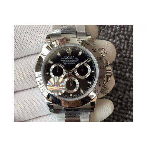Rolex Daytona 116520 V2 BP 1:1 Best Edition Black Dial on SS Bracelet A4130