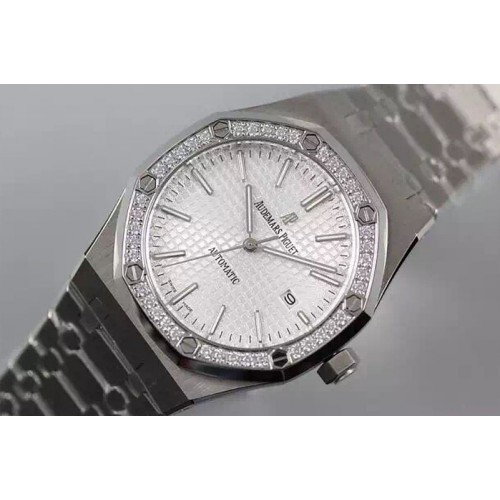 Audemars Piguet Royal Oak 41mm 15400 V6F 1:1 Best Edition SS/SS Diamond Bezel White Dial A3120
