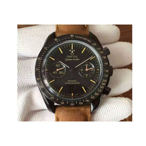Speedmaster Moonwatch Co-Axial Chronograph Vintage Black on Brown Asso Strap A9300
