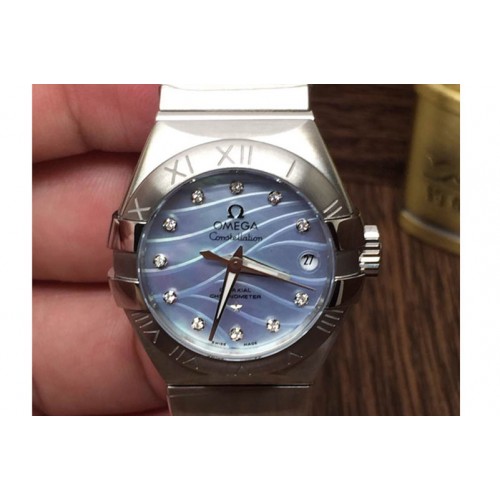 Omega Double Eagle 123.10.27.20.57.001 Ladies 27mm Auto SS/SS Blue Mop J-Miyota 8205
