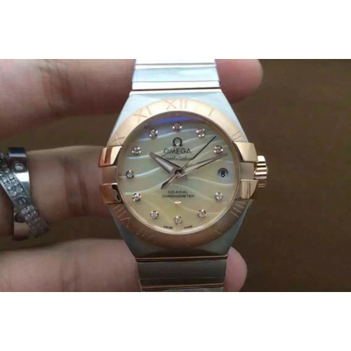 Omega Double Eagle Ladies 27mm Auto RG/SS Gold Mop J-Miyota 8205