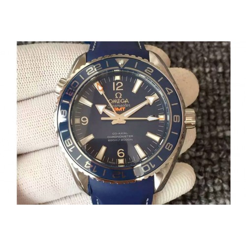 Omega Planet Ocean GMT 42mm Goodplanet V6F Best Edition Blue Bezel Blue Dial on Rubber Band A8605