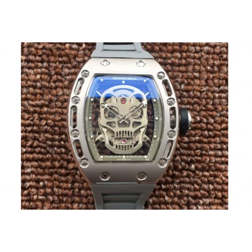 Richard Mille RM 052 Skull Watch PVD Grey Dial on Grey Rubber Strap 6T51