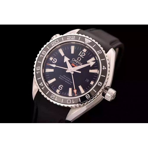 Omega 232.32.44.22.01.001 Seamaster Planet Ocean GMT Black SS/LE A8605