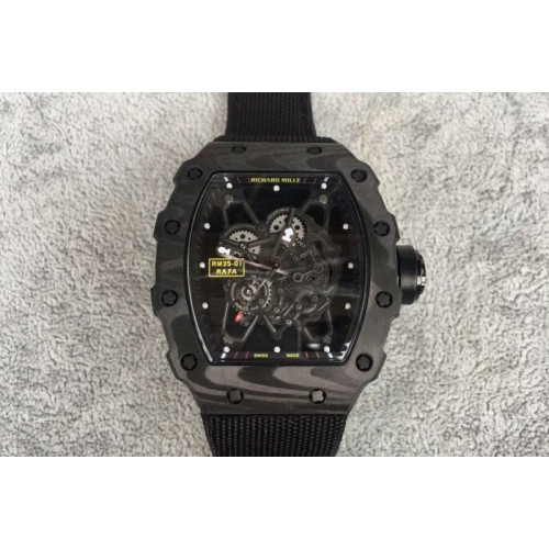 Richard Mille RM 035 Forge Carbon Black Inner Bezel Skeleton Dial on Black Nylon Strap MIYOTA9015