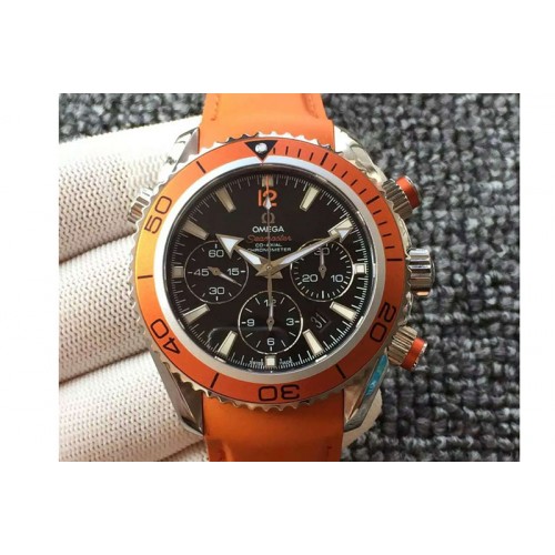 Omega Seamaster CO-AXIAL Chronograph Orange SS Black Dial on Orange Rubber Strap A7750