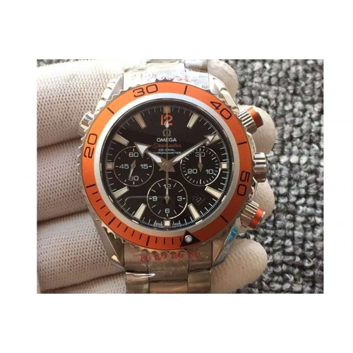 Omega Seamaster CO-AXIAL Chronograph Orange SS Black Dial on Steel Strap A7750