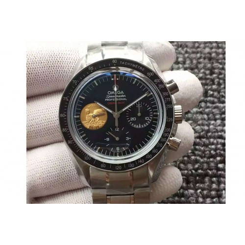 Omega Speedmaster Professional The Moon Watch SS Black Dial on SS Bracelet Manual Winding Chrono Movement
