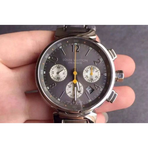 Louis Vuitton Tambour Chronograph SS Black Asia 7750 28800 bph